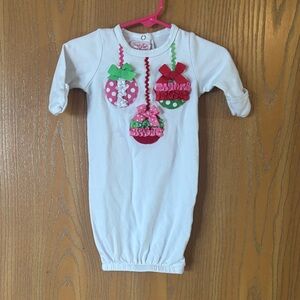 Mud Pie White Sleep Sack with Festive Ornaments